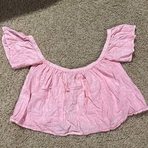 Pink Billabong Women’s Cropped Flowy Tee Ruffled Size Small